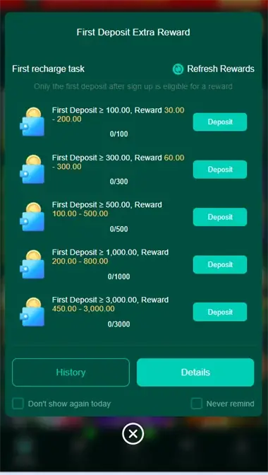 RS33 Deposit Cashback and Rewards