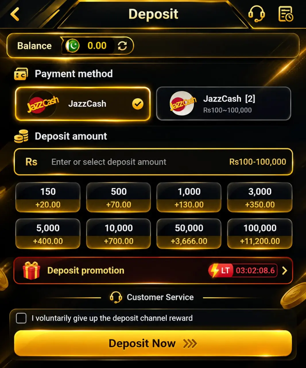 Depsoit Method In K116 Game