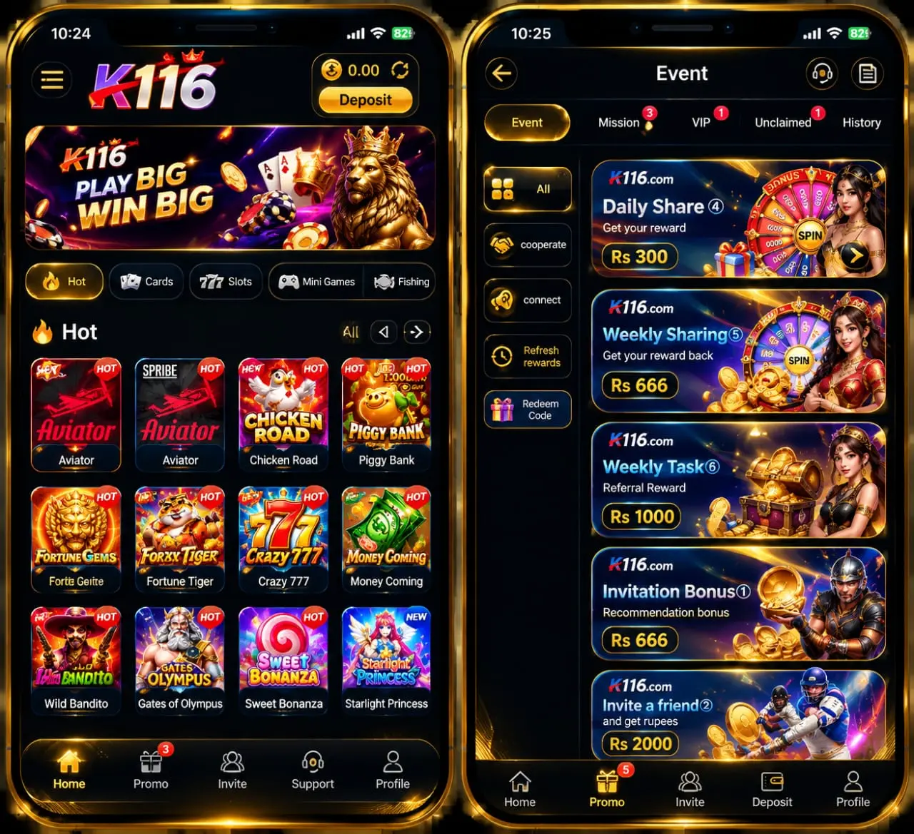 K116 Game Lobby And Bonuses