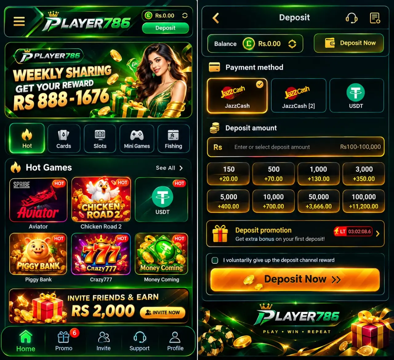 Player786 Game Lobby And Bonises