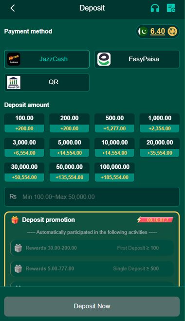 RS33 Deposit and Payment Methods Interface